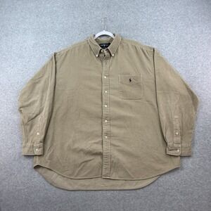 Polo Ralph Lauren Big Shirt Mens XXL 100% Cotton Corduroy Beige Tan 90s Vintage